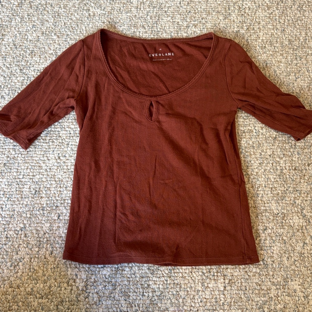 Everlane Chestnut Brown Scoop Neck Top